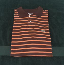 Lacoste Polo Short Sleeve Size 7 Brown / Orange Stripes