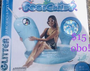 Giant glitter narwhal floaty