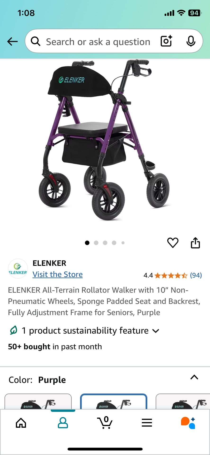 Roll at or Walker Purple $120 New
