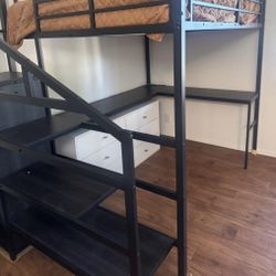 Teen Bed Loft With Desk (No mattress) 
