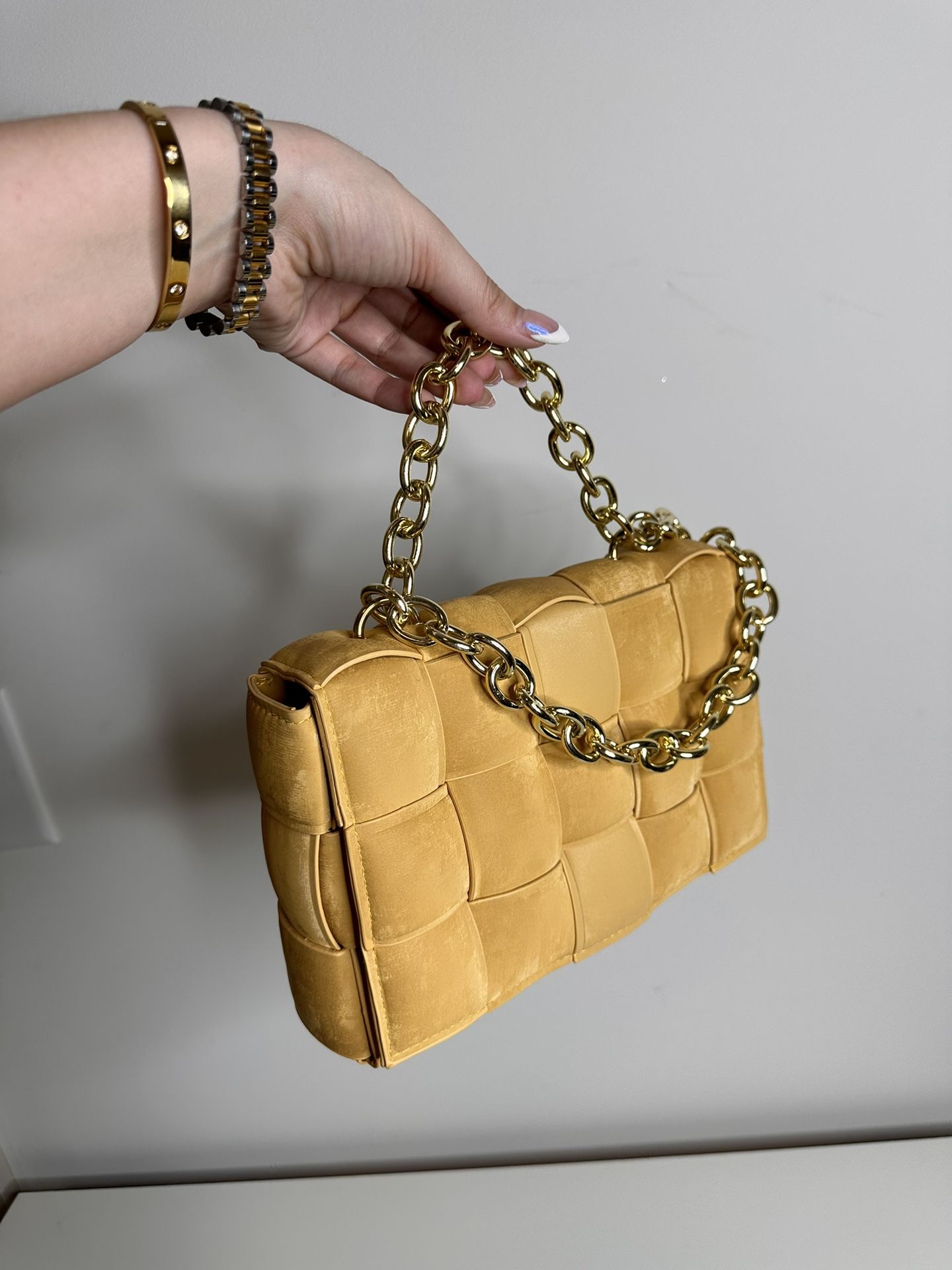 Woven Quilted Suede Handbag Crossbody 