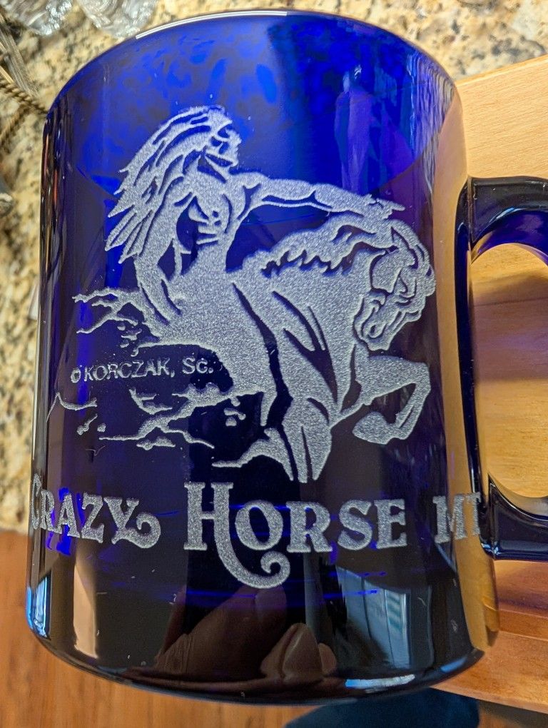 Crazy Horse Mtn., SD Cobalt Etched Coffee Mug