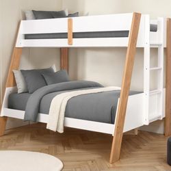 Brand New White & Natural Twin Over Full Bunk Bed 