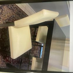 Black cherry square table with Leather chairs