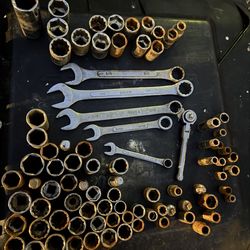Large Tray of Standard Sockets And Wrenches