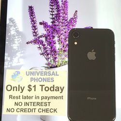APPLE IPHONE XR 64GB UNLOCKED.  NO CREDIT CHECK $1 DOWN PAYMENT OPTION.  3 MONTHS WARRANTY * 30 DAYS RETURN * 