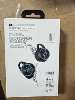 Brand New Monster Clarity 101 AirLinks Wireless Earbuds, Bluetooth 5.0 in-Ear Headphones with Charging Case, Stereo Earphones Deep Bass Sound, IPX5 Wa