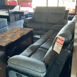 2-Piece Ashley Manual Reclining Sofa and Loveseat