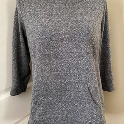 Style & Co Sport The Essential Sweatshirt Gray 3/4 Sleeve Front Pocket Women's M