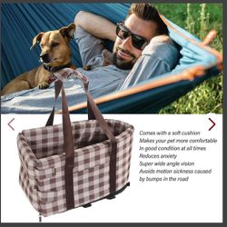 Center Console Dog Seat, Portable Movable Detachable Safe Car Armrest Dog Seat