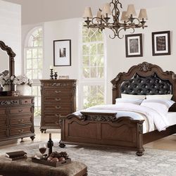 BEDROOM SET QUEEN CAL EASTERN KING SIZE 4 PIECE BED DRESSER NIGHTSTAND