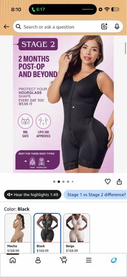 Snatched Body Stage 2 Faja with Bra BBL Body Faja Post-Op Shapewear | Size Medium | Size 4XS
