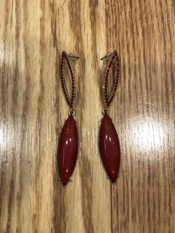 Red Rhinestone Pendent Earrings