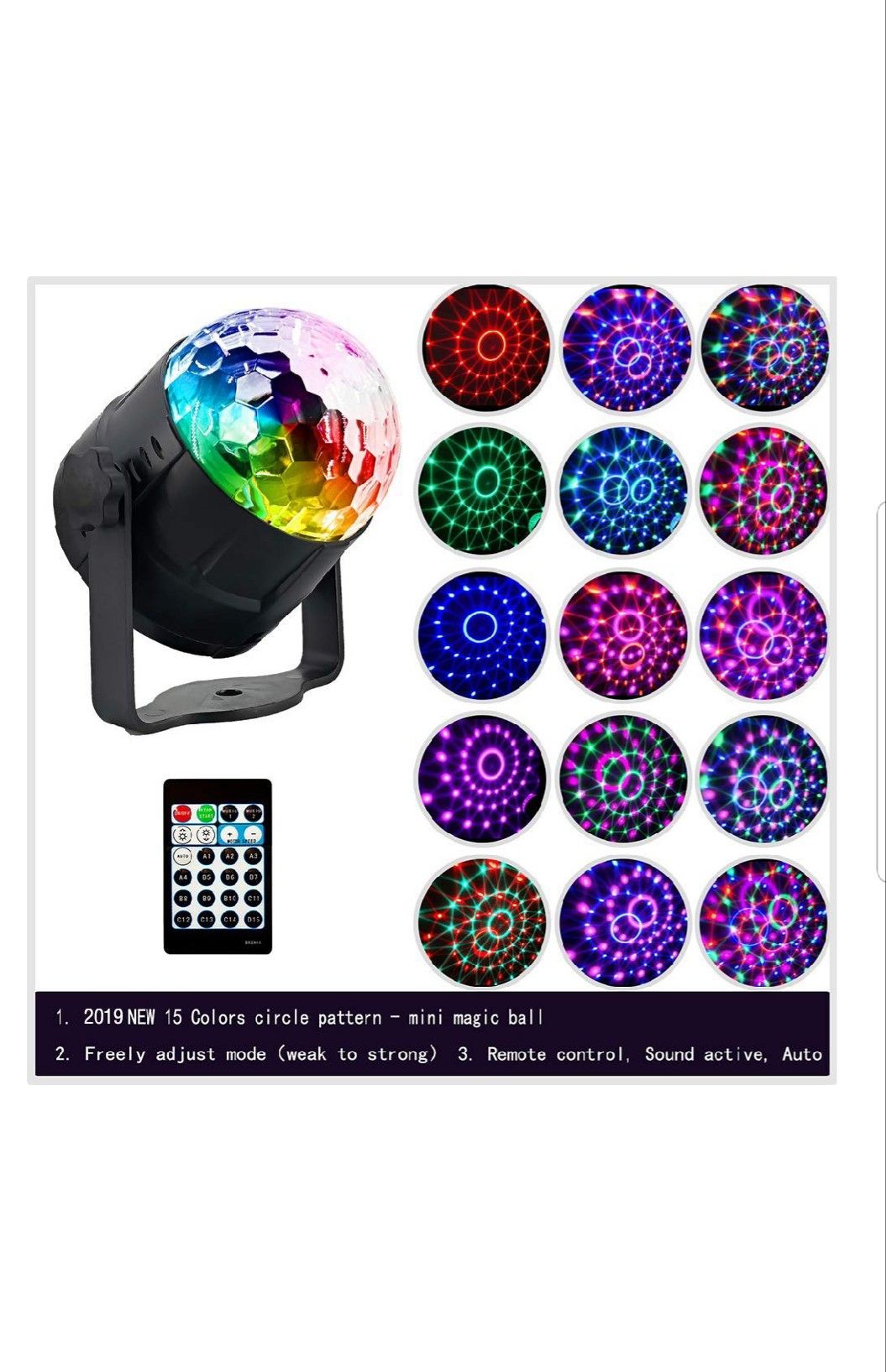 Disco Light Disco Ball Light Sound Activation Party Lights with Remote Control