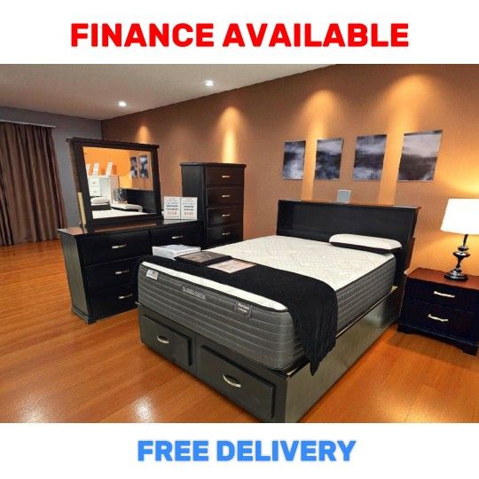 🔥 QUEEN  BED FRAME SOLID WOOD DEAL! / ¡OFERTA EN CAMA QUEEN Only $ 699 ➕ Add  Mattress $199,  Bedroom Sets available 🚚 FREE DELIVERY / ITEM# JUNIOR