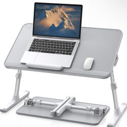 SAIJI Leather Lap Desk Laptop Bed Tray Table, Adjustable Laptop Stand for Bed, Portable Lightweight Standing Desk for Writing Eating Reading Couch Sof