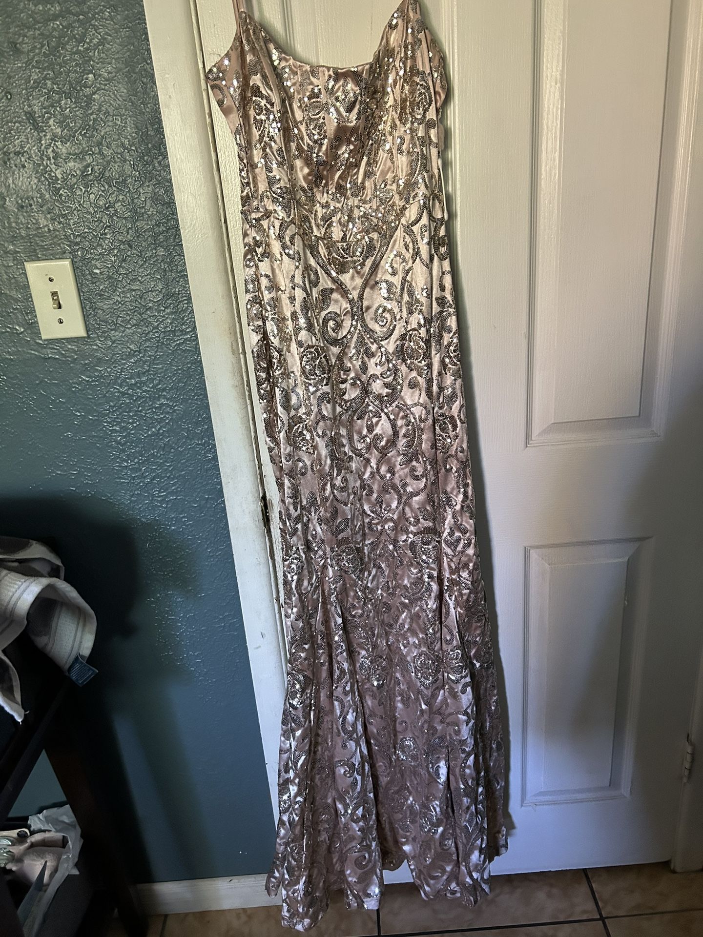 Gold beige prom dress mermaid style