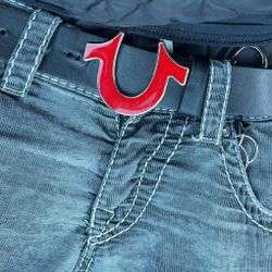Red buckle true religion brand belt 