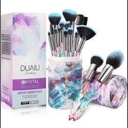 15pc Makeup Brushes, Synthetic Bristles, Crystal Handle, Super Cute Case
