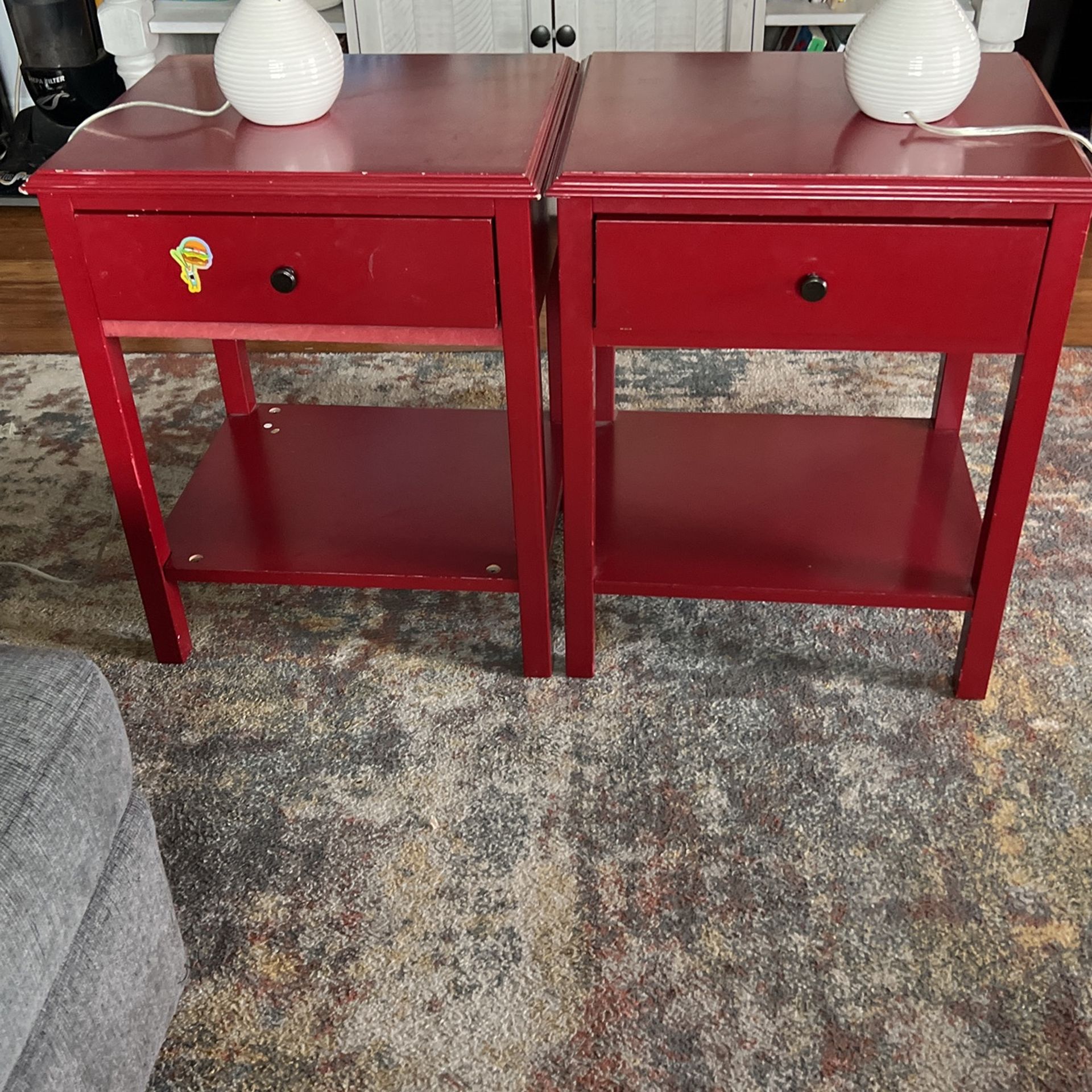 Two Nightstand Two Lamp Set. The. Lamp Set Are. New