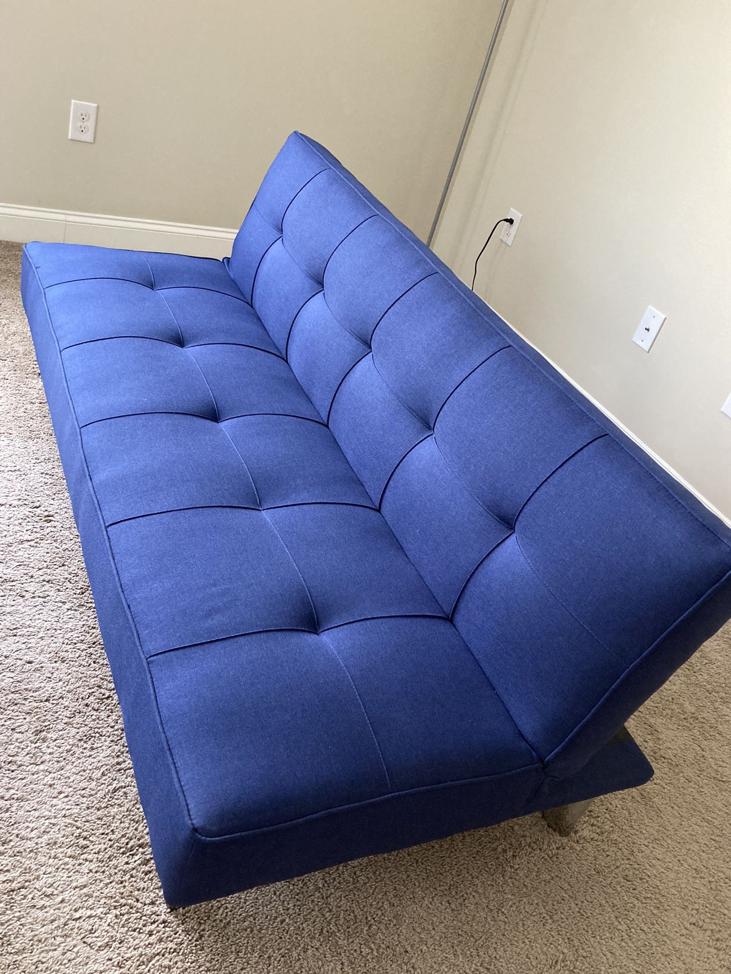 Blue Convertible Sofa with Serta Mattress - pristine condition