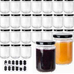 24Pack 12oz Glass Jars with Lids, 350ml Clear Candle Jars for Making Candles, Reusable & Dishwasher Safe Manson Canning Jar Bulk for Jam, Jelly, Honey