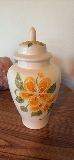 Beautiful handmade vintage vase/container with lid