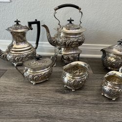MCM silver plated tea and coffee set Israel Freeman & Sons Sheffield England