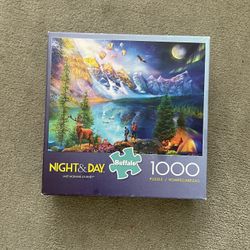 🧩 Buffalo 1000-Piece Puzzle – Night & Day: Lake Moraine Journey