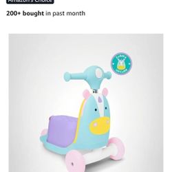  Skip Hop Kids 3-in-1 Baby Activity Push Walker & Ride On Scooter Toy, Unicorn