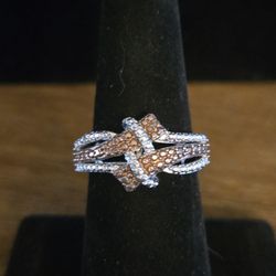 Genuine Champagne/ White Diamond Ring 