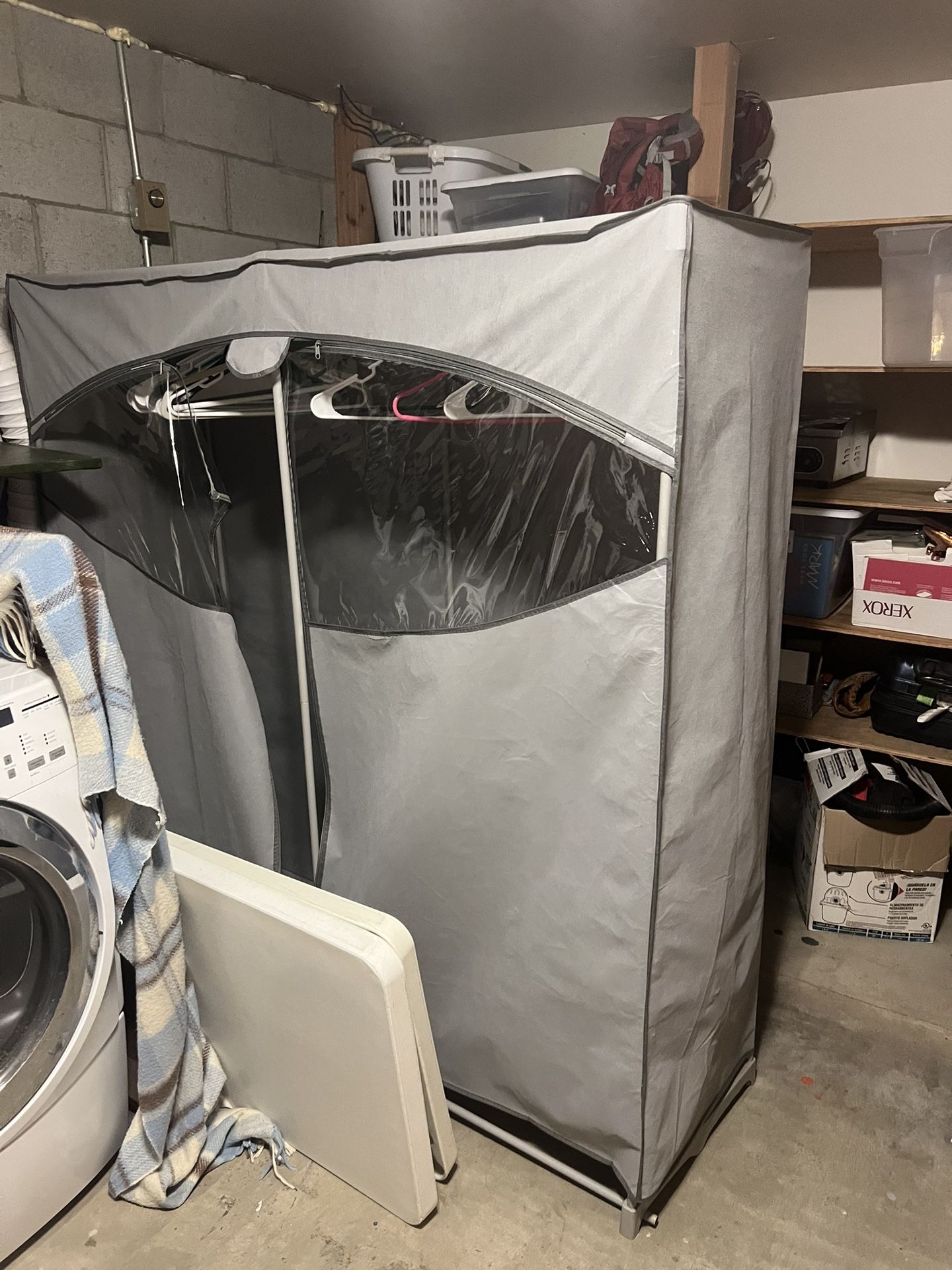 Portable wardrobe Storage Organizer With Hanging Rack