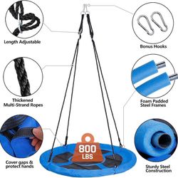 ZENY Spider Saucer with Tree Swing for Children 40 Inches, Adjustable Length, Waterproof, Blue