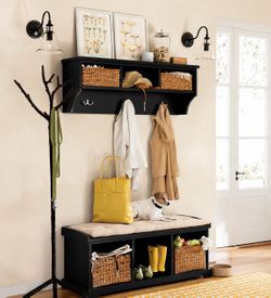 Pottery Barn “Samantha” Entryway Bench & Shelf in Espresso (Black) Solid Wood