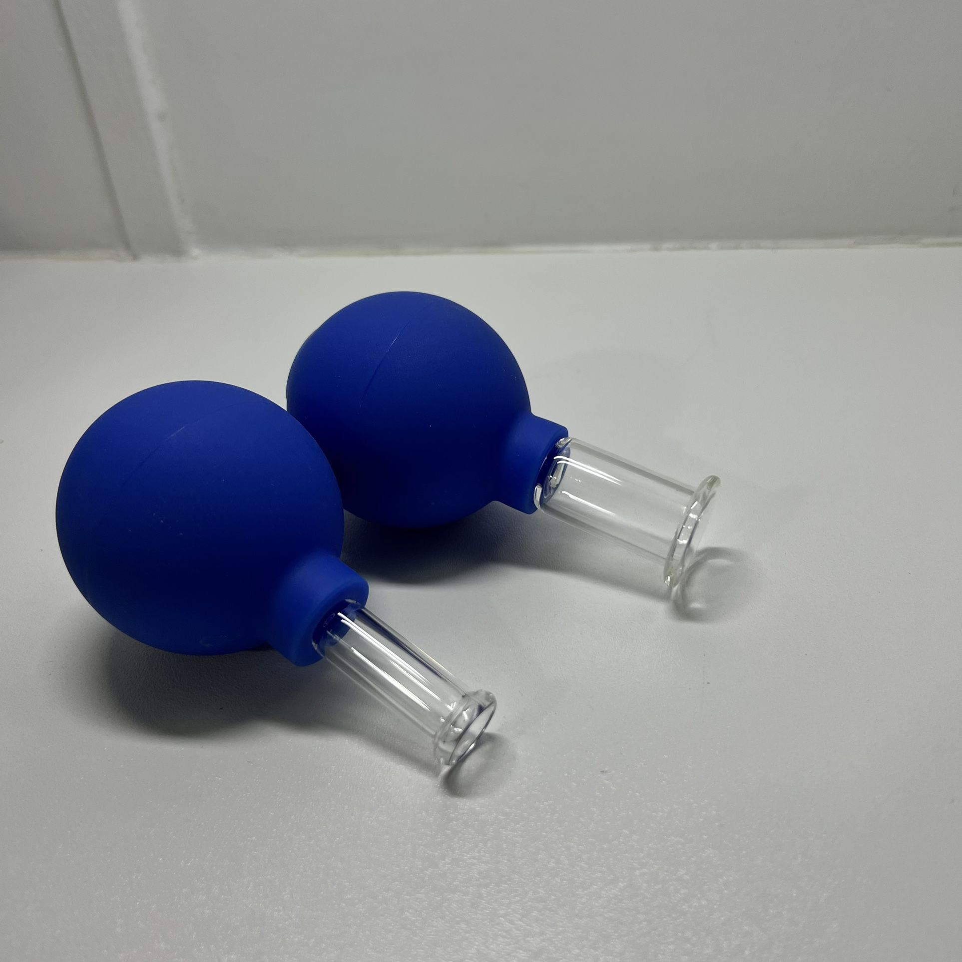 Facial Silicone Vacuum glass Massage blue