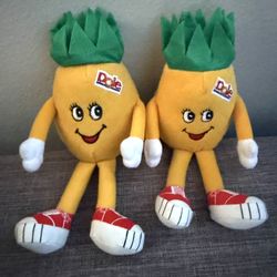 Lot of two 90’s Dole Fruit  7”Plush “Pinellopy Pineapple”