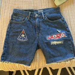 31” Vintage Levi’s Cutoffs Blue Denim Shorts with Vintage Patches