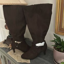 New! Karen Scott Micro Suede Knee Boots. Wide Calf Size 8. 