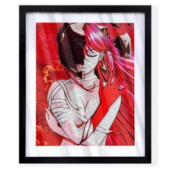 Lucy from Elfen lied anime series custom art piece on black frame