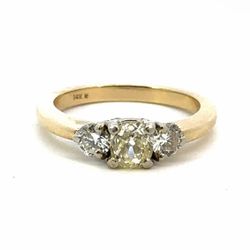 Woman’s Ladies 14k Two Toned White Yellow Gold Past Present Future 3 Diamond 0.90 CTW  Ring Size 6 GP3091509