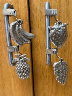 Vintage Set of 4 Cast Metal Fruit Clips / Hangers