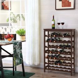 Wine Rack 7-Tier Display Wine Storage Shelves with Table Top