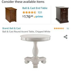 Ball & Cast Round Accent Table, Chipped White