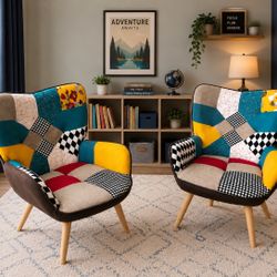 Colorful Patchwork Accent Chairs (Set of 2) 