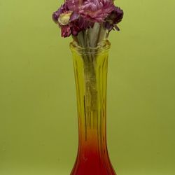 Amberina Red Orange Bud Vase