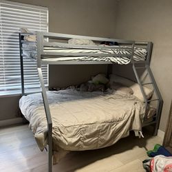 Twin Over Full Metal Bunk Bed + Twin Mattress