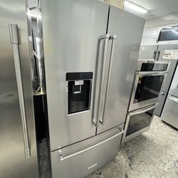 KitchenAid French Door Wood Interior Counter Depth Fridge 