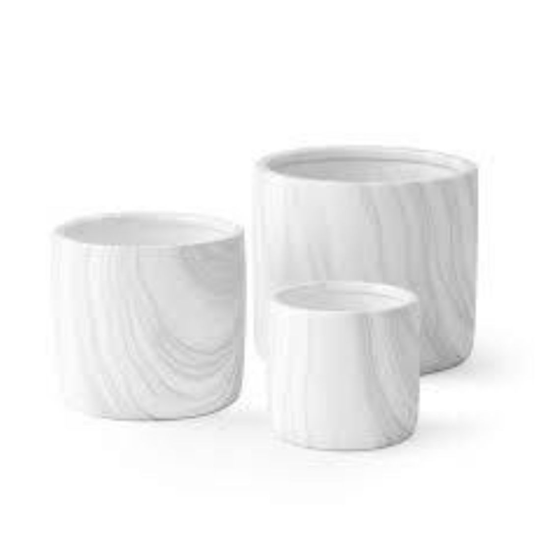 Set of 3 White Ceramic Planter Pots by Dodoko –