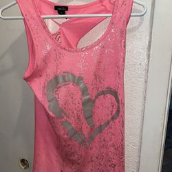 rue21 Open-Back Hot Pink With Silver Heart Design Size Large