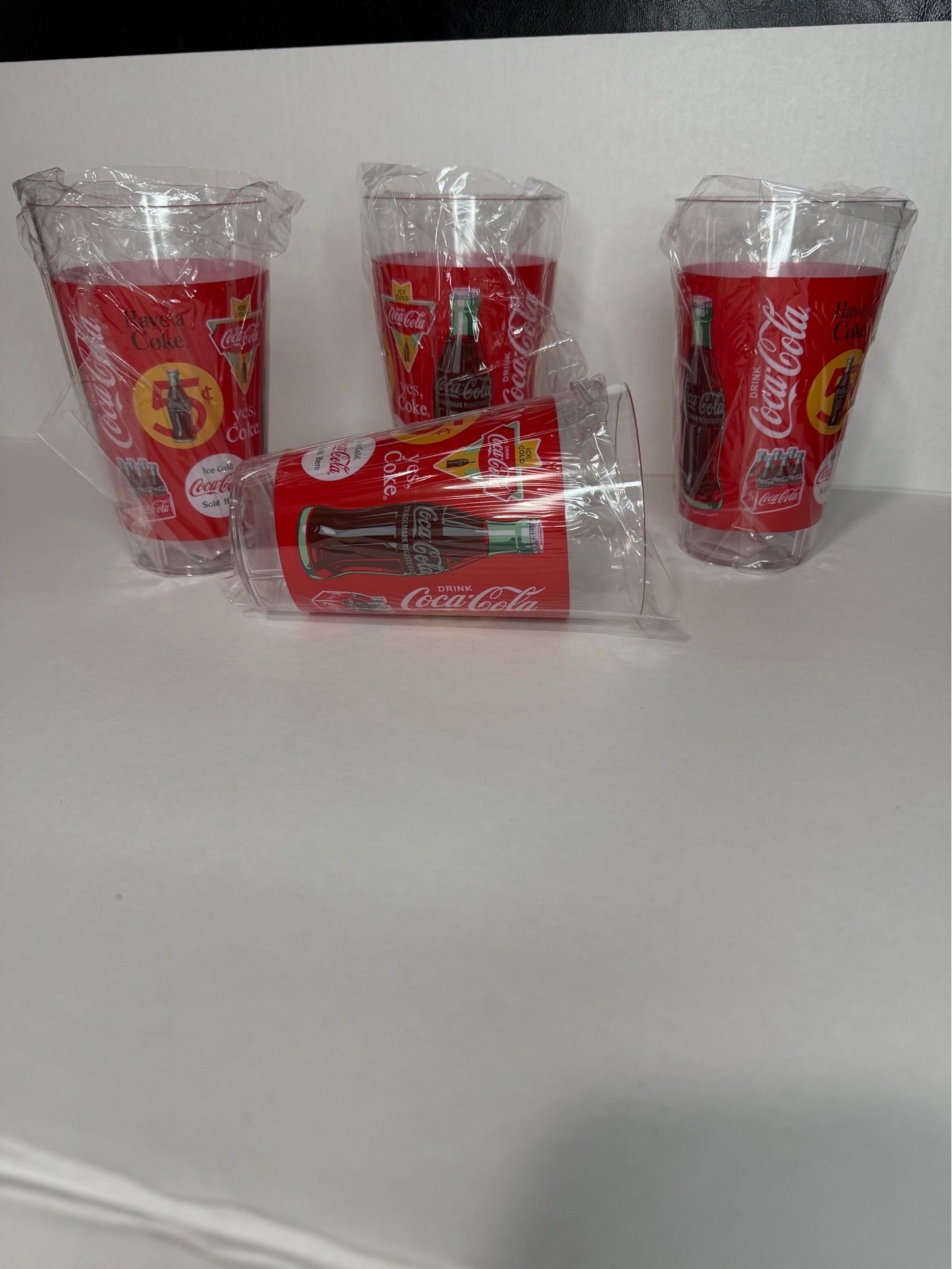 Coca-Cola Have a Coke Soda Theme Plastic Tumbler Glasses Set of 4 Red